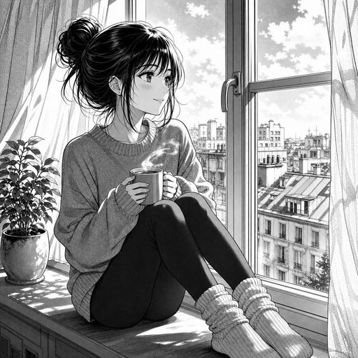 A scene drawn in manga style