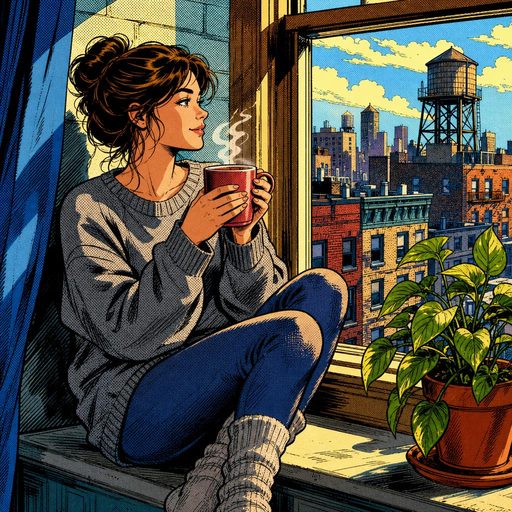 A scene drawn in Marvel style