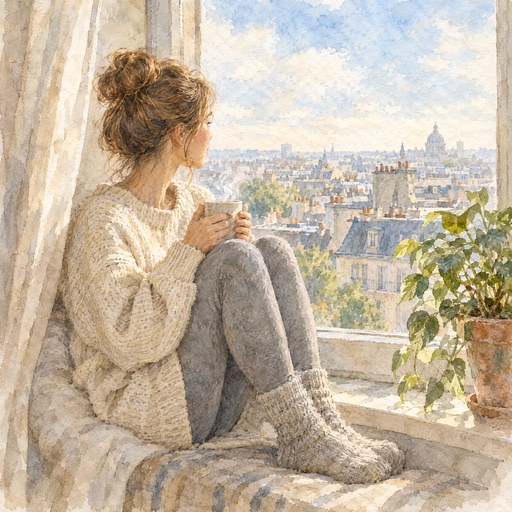 A scene drawn in watercolour style